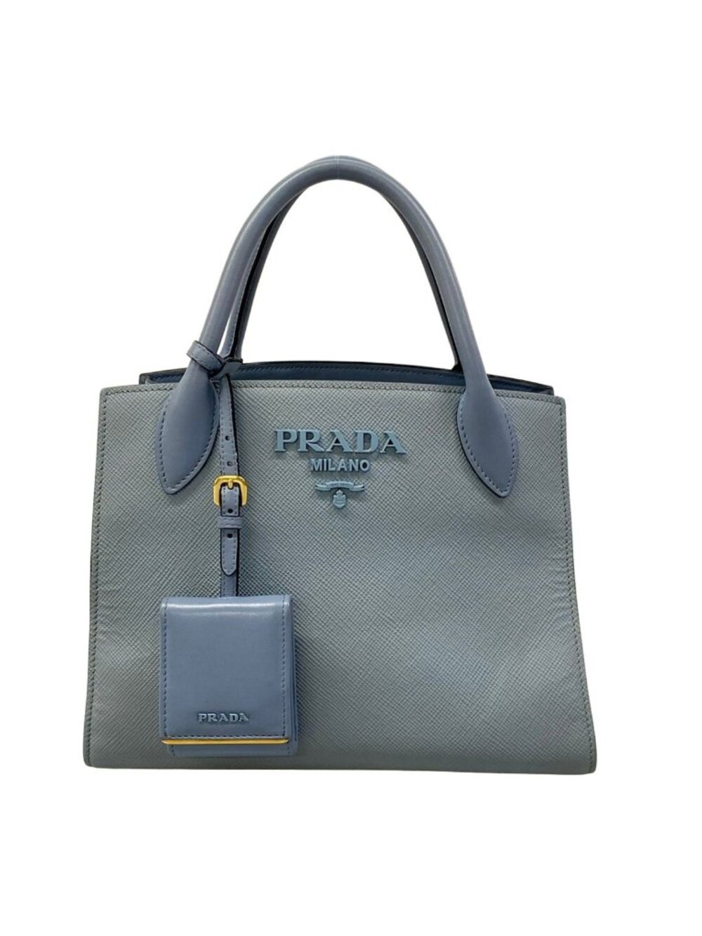 Prada Tote Bag Light Blue Leather